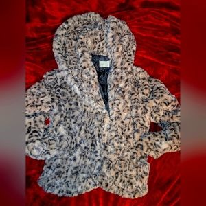 Fuzzy leopard print jacket